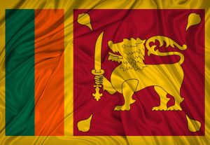 Sri Lanka Flagge (grün-orange - rot mit goldenem Löwen)