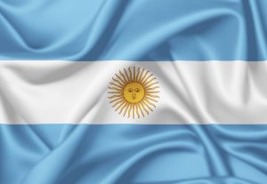 Flagge Argentinien (hellblau - weiß mit gelber Sonne - hellblau)