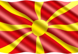 Flagge von Nordmazedonien (gelbe Sonne auf rotem Hintergrund)