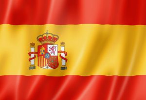 Flagge Spanien (rot-gelb-rot mit Wappen auf gelbem Streifen)