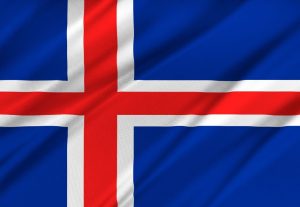 Island Flagge (dunkelblauer Hintergrund, davor Rotes Kreuz mit weißer Umrandung)