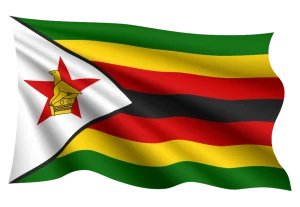 Simbabwe Flagge: grün - gelb - rot - schwarz - rot - gelb - grün